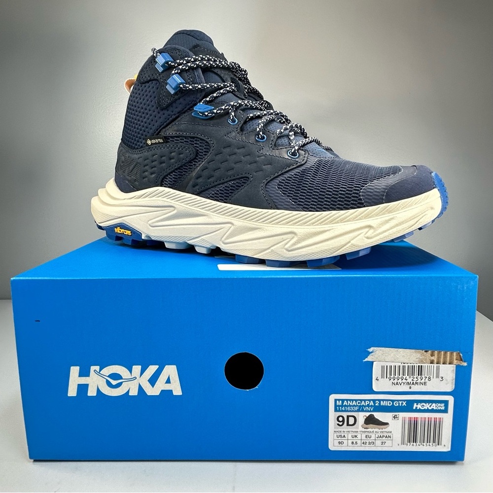 New Hoka One One M Anacapa 2 Mid GTX Men’s Size 9 D Boots Gore-Tex Vibram Hiking